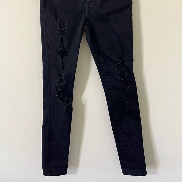 Abercrombie & Fitch Simone High Rise Super Skinny Black Distressed Denim Jean 00 - Picture 6 of 11
